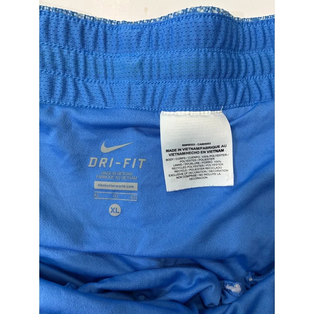 Nike Dri-FIT Womens XL Running Shorts Blue White Dot Print Neon Green Trim 3in - Picture 5 of 6